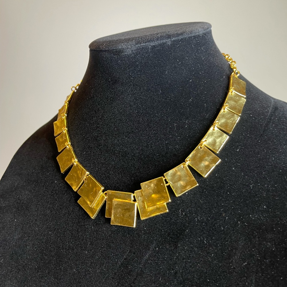 Karine Sultan Hammered Gold Square Necklace
